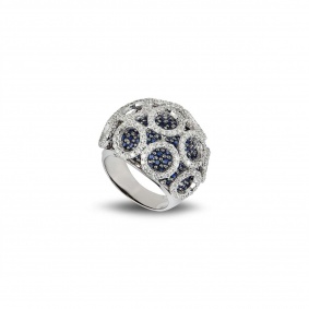 White Gold Sapphire and Diamond Dress Ring White Gold Sapphire and Diamond Dress Ring